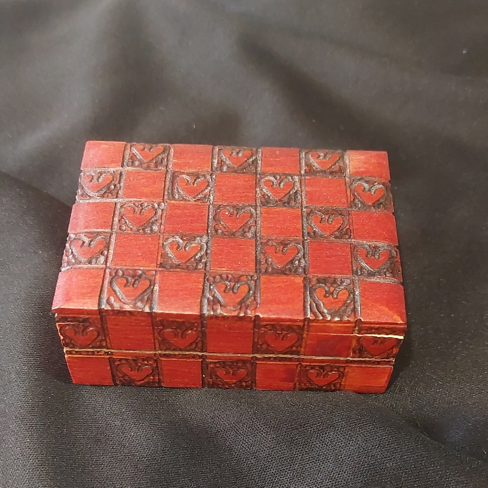 3/$20 Wooden Box With Engraved Hearts